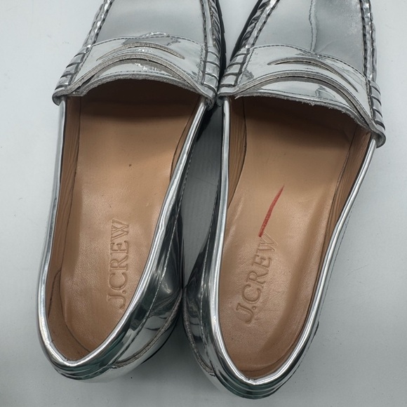 J. Crew Winona lug-sole penny loafers in metallic leather size 9.5 Silver - Picture 14 of 16
